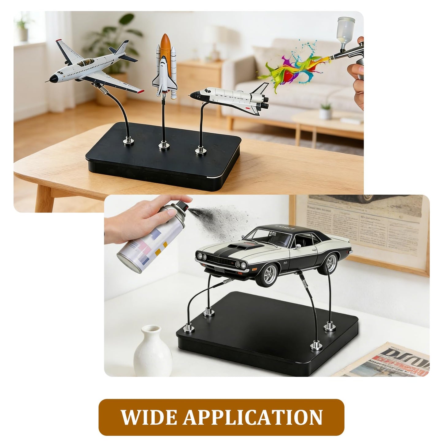eZAKKA 2pcs Painting Stand Base Holder with 24pcs Bendable Magnetic Alligator Clips Sticks Kit for Gundam Hobby Model Painting Airbrush Model Coloring, Black
