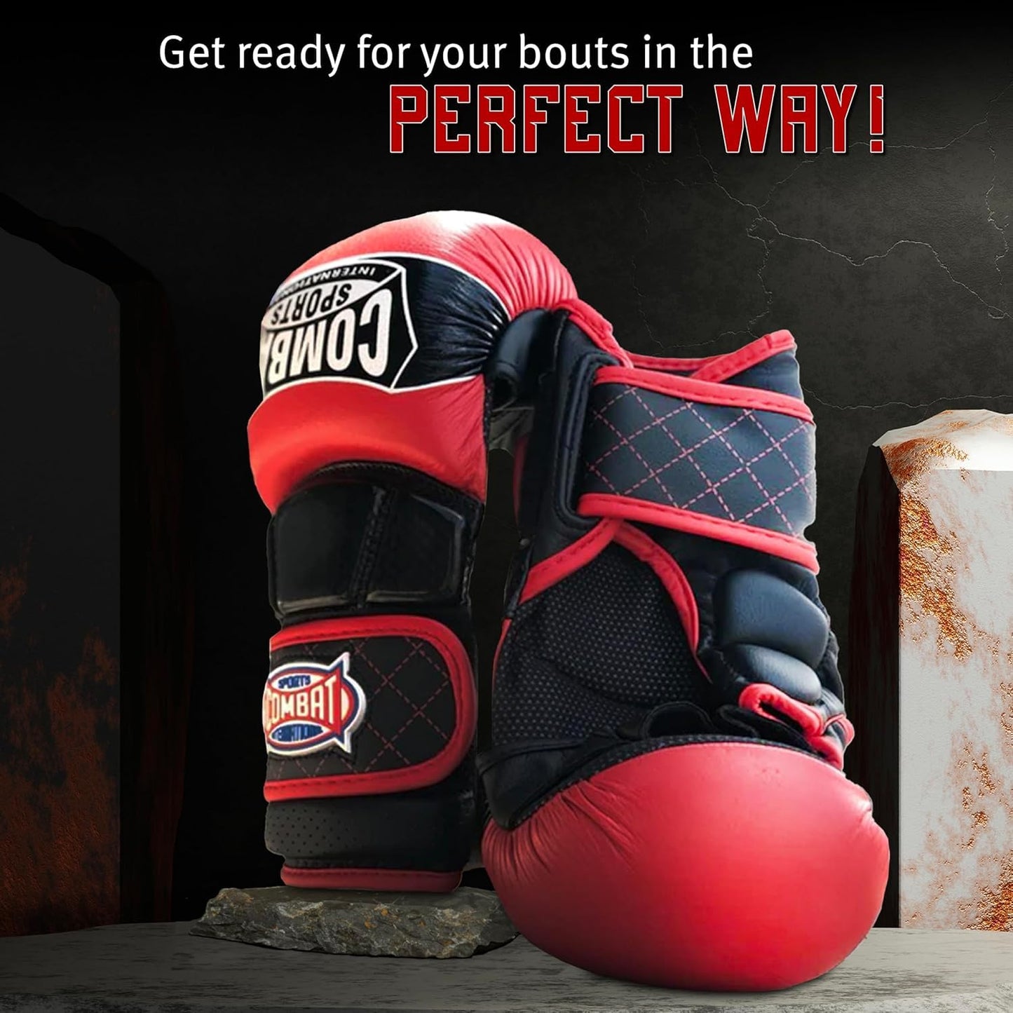 Combat Sports Max Strike MMA Training Gloves, Open-Palm, Fingerless Padded Boxing Gloves for Muay Thai, Kickboxing, and Martial Arts, Ideal for Men and Women, Essential MMA Gear
