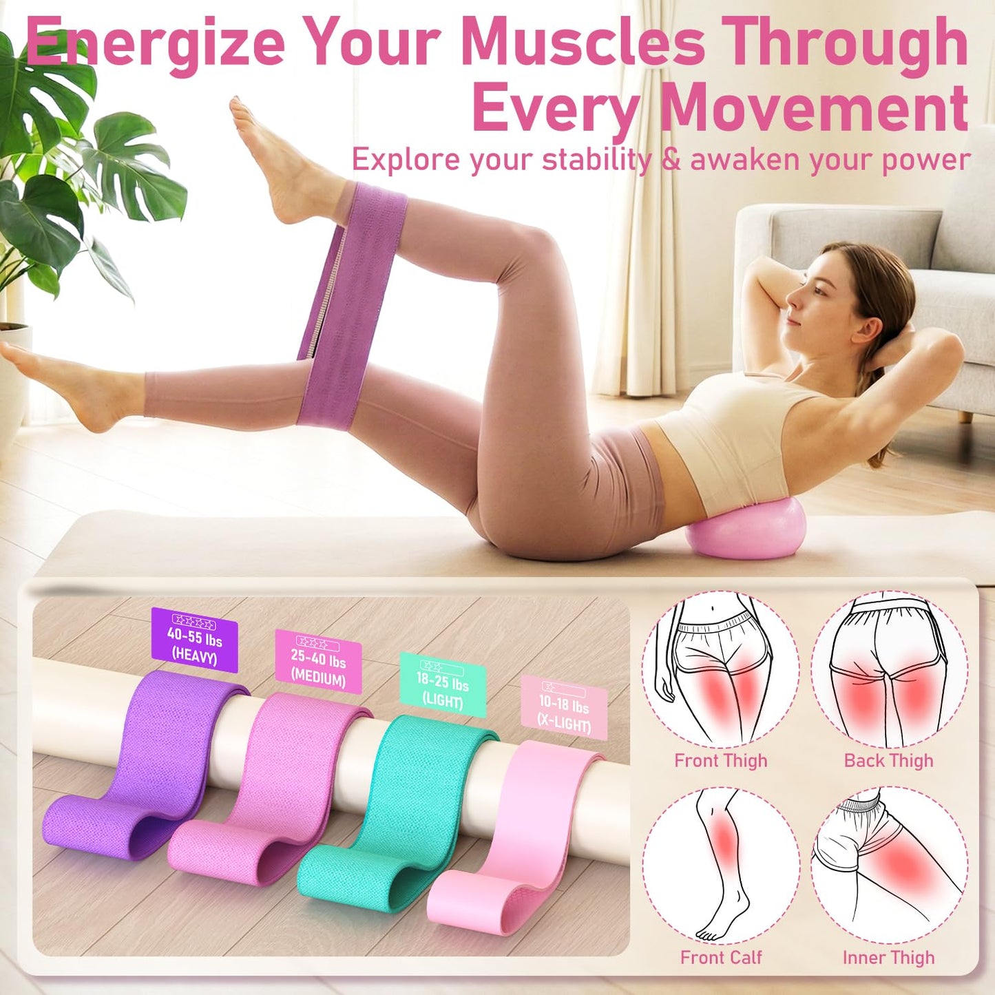 Pilates Kit for Home Workouts, Pilates Essentials Kit for Women, Better Me Pilates Kit,Pilates Equipment with 14.5"Pilates Ring Set,9" Yoga Ball,Cooling Towel,6 Pilates Resistance Bands for Stretching