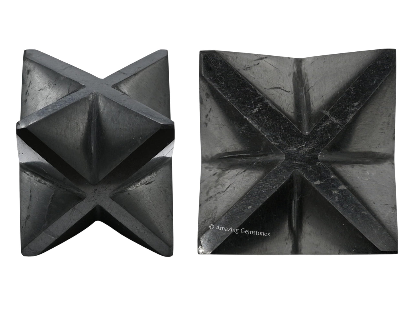 Amazing Gemstone Shungite Merkaba Crystal - 1.5 Inches Metaphysical Merkaba Star for Meditation - Energetic Tetrahedron Crystal and Healing Stones and Healing (35-40mm)