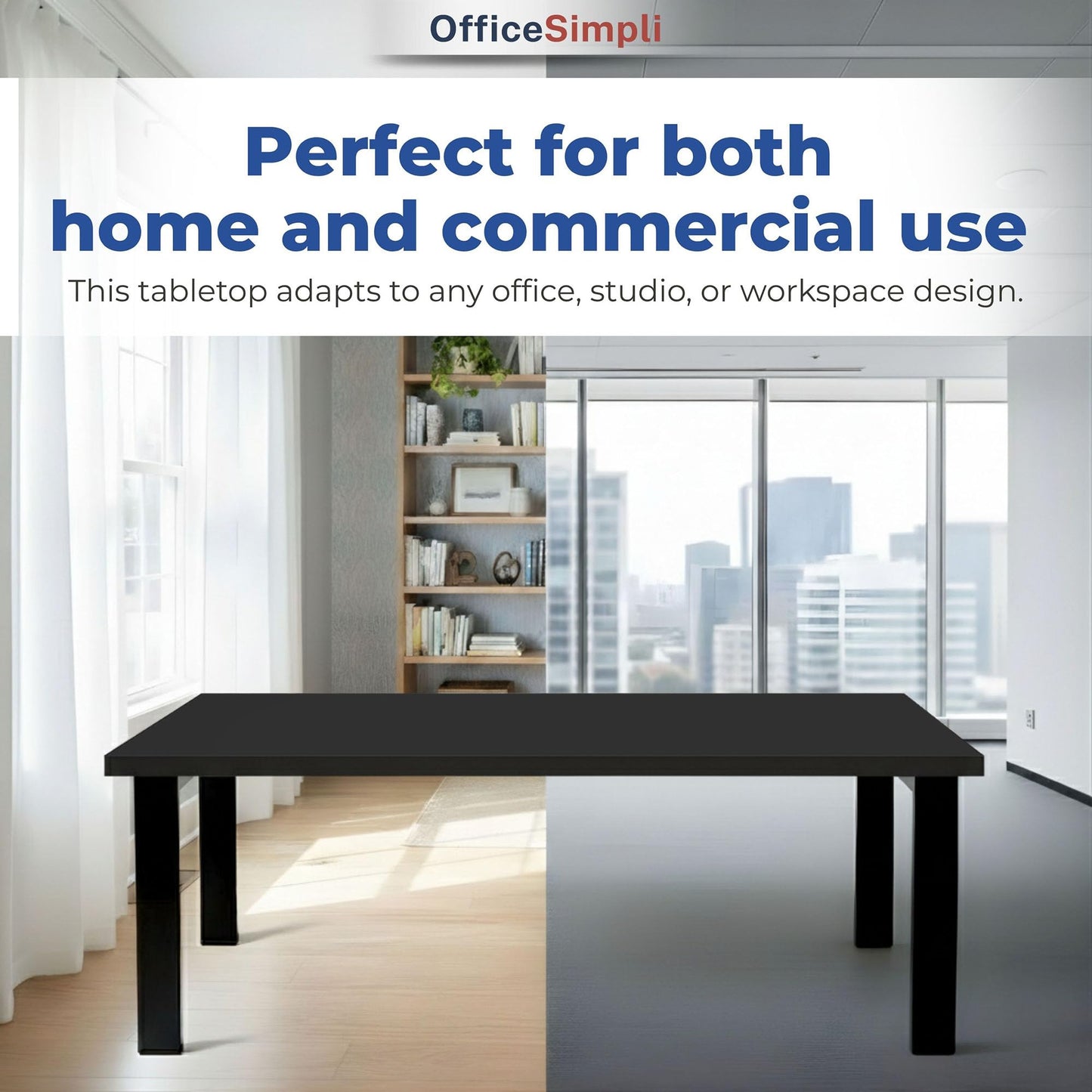 OfficeSimpli 48 x 30 Inch Desk Top, Made in USA Replacement Table Top for Sit-to-Stand Adjustable Desk Frame, Workbench or Countertop for Classroom, Home and Office (Desk Top Only) - Black