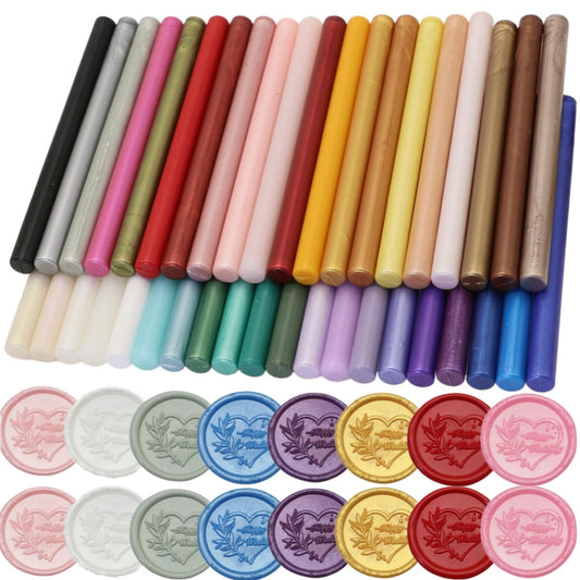 40Pcs Sealing Wax Sticks for Wax Seal Stamp, Assorted Color Sealing Wax Glue Gun Wax Seal Sticks Mini Wax Gun Stick, Mixed Colors Wax Seal Kit Great for Wedding Invitations (40)