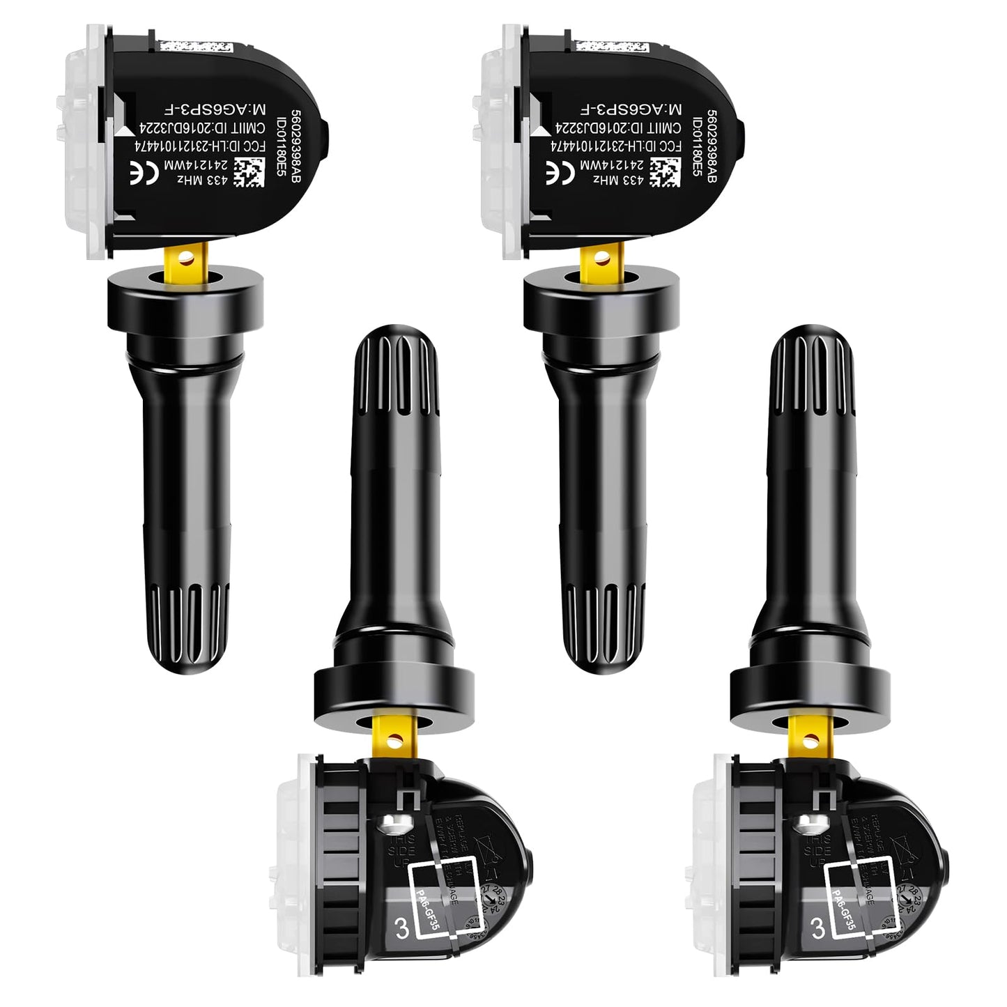 TPAIERR 4Pcs TPMS Sensor, 433Mhz OE 56029398AA, 56029398AB, 68241067AA, 68241067AB Pre-Programed Tire Pressure Monitoring System Sensors Compatible with Jeep/Dodge/Ram 1500 2500 for Chrysler Set of 4