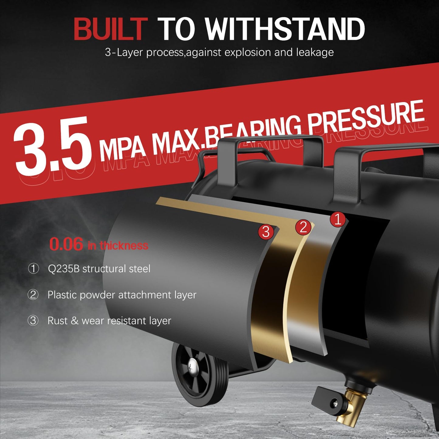 Baotree 14 Gallon Ultra Quiet Air Compressor with Two Quick Couplers, 2HP 8.75 CFM, Max 115 PSI Pressure Oil-Free Air Compressor Tank, 70dB Quiet Compressor for Auto Repair, Tire Inflation
