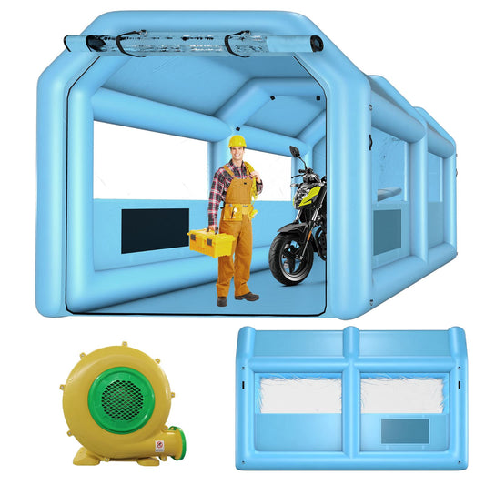 GONFLABLE Inflatable Paint Booth 13.5x8.5x8.5ft, Inflatable Spray Booth with One Blower 750W & Air Filter System Portable Car Paint Booth for Car Parking Tent Workstation