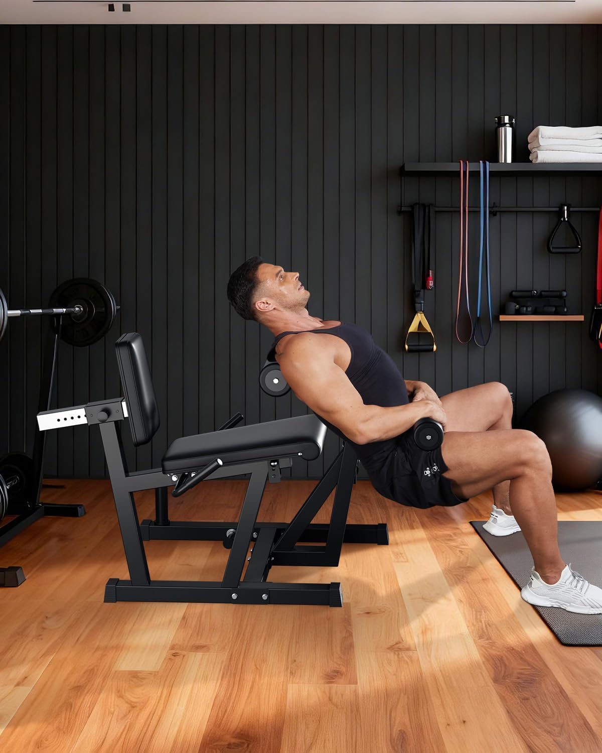 Leg Extension and Curl Machine, 700LBS Capacity Adjustable Leg Machine for Home Gym, Seated Leg Extension and Lying Curl Machine with Plate-Loaded Design, Leg Workout Equipment