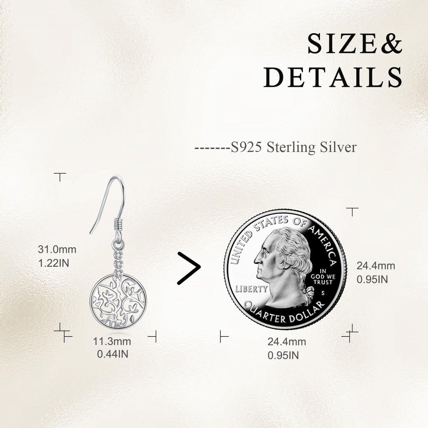 925 Sterling Silver Tree of Life Earrings for Women Dangle Filigree Teardrop Leverback Earrings Birthday Mothers Day Jewelry for Mom (Filigree)
