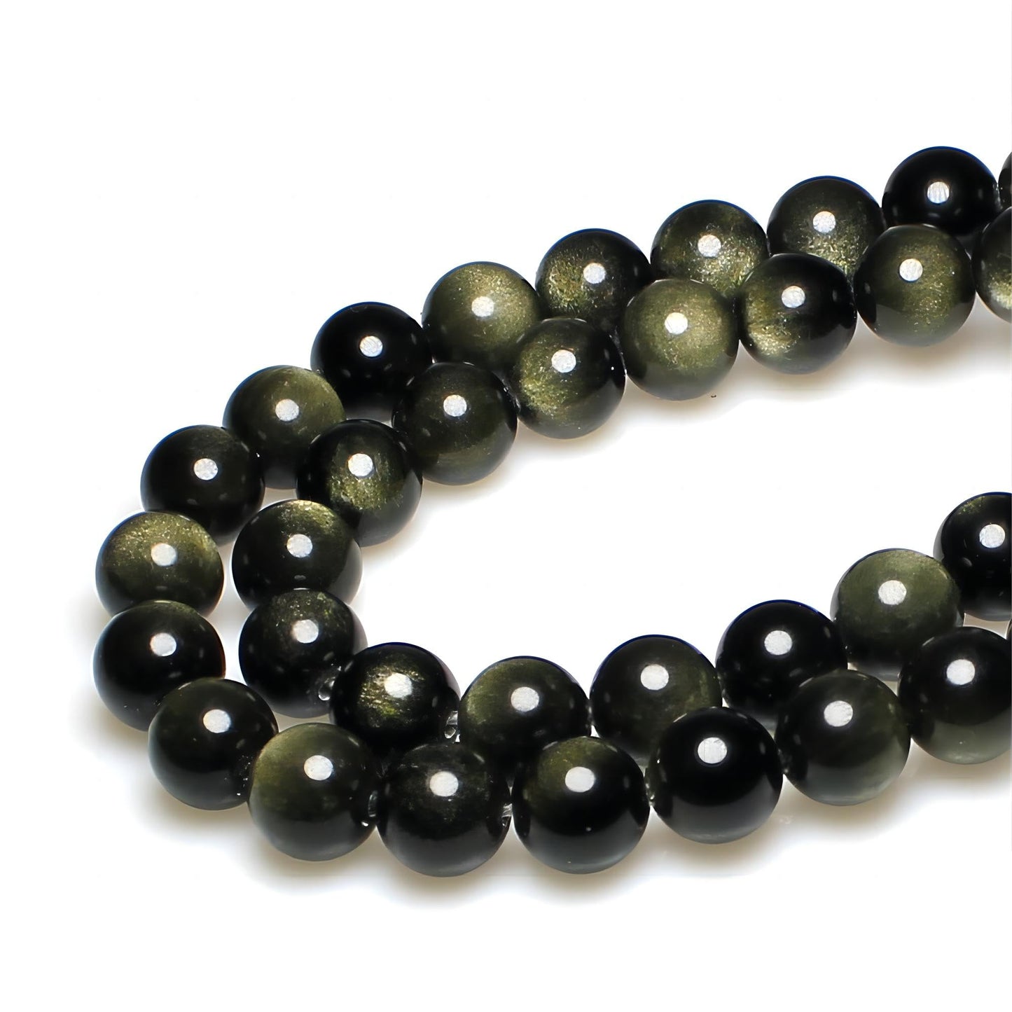 MJDCB Rare Collection Natural Stone Beads Gold Obsidian Round Loose Beads for Jewelry Making DIY Bracelet Necklace (6mm)