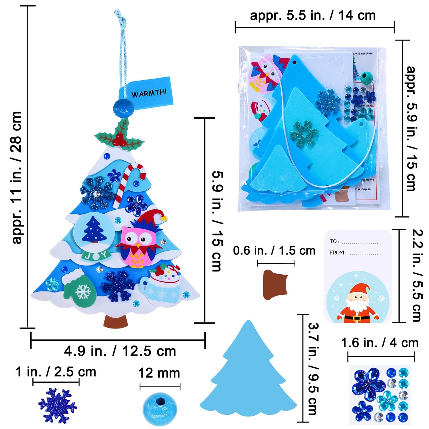 Winlyn 24 Sets Winter Decorations DIY 3D Pine Tree Ornaments Christmas Craft Kits Foam Tree with Festive Snowflake Foam Stickers for Kids Holiday Seasonal Gift Home Classroom Activities Party Favors