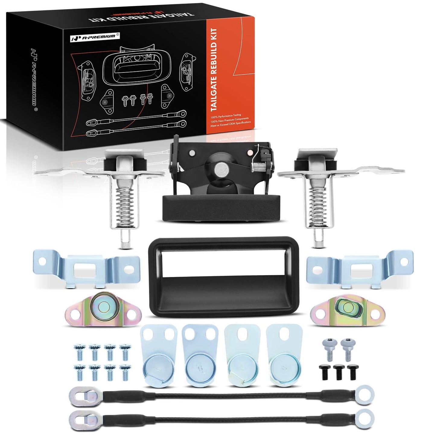 A-Premium Tailgate Rebuild Kit Compatible with Chevrolet & GMC Models - C1500, C2500, C3500, K1500, K2500, K3500, Rear Tailgate Parts Metal Handle Bezel Latch Cable Hinge Bolts (Pack of 27)