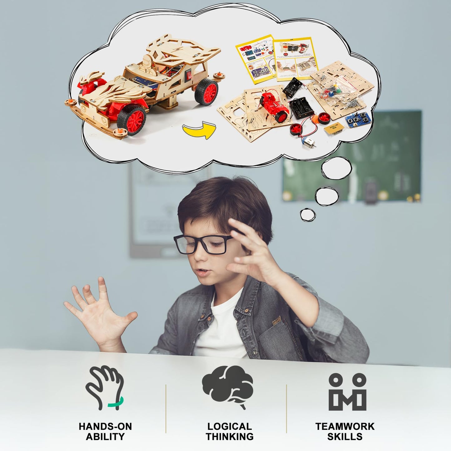 STEM Kits for Kids Age 8-10, STEM Toys for Boys 8-12, Remote Control Model Car Building Kits, Wood 3D Puzzles 8-13, Science Crafts Projects, Gifts for 8 9 10 11 12 13 14 Year Old Teen Boys Girls