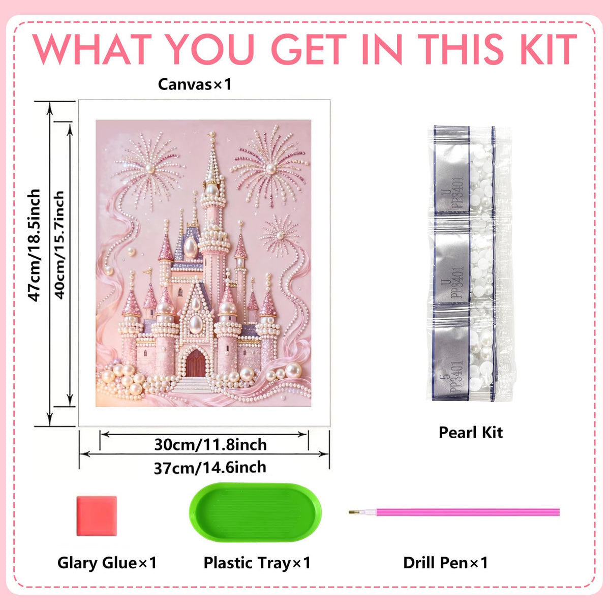 LCOZX 12x16 Inch Castle Pearl Diamond Painting Kits for Adults, 5D Diamond Art for Kids Beginners, DIY Special Shape Pearl Gem Crafts for Home Wall Decor, No Frame Included