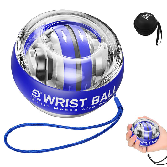 JIN BD Auto-Start Gyro Ball Wrist Trainer, Gyroscopic Forearm Exerciser for Strengthening Arms, Fingers and Muscles (Blue No Light)