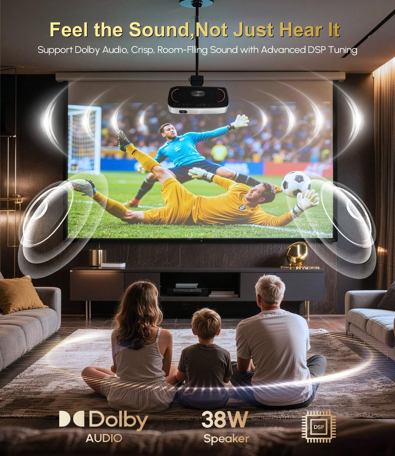 4K Daylight Projector Google TV 2200 ANSI Lumens, HDR10 Smart Home Theater Projector with WiFi6 Bluetooth, TOF Autofocus, Dolby Audio,3-Brightness, HDMI eARC Outdoor Movie Projector