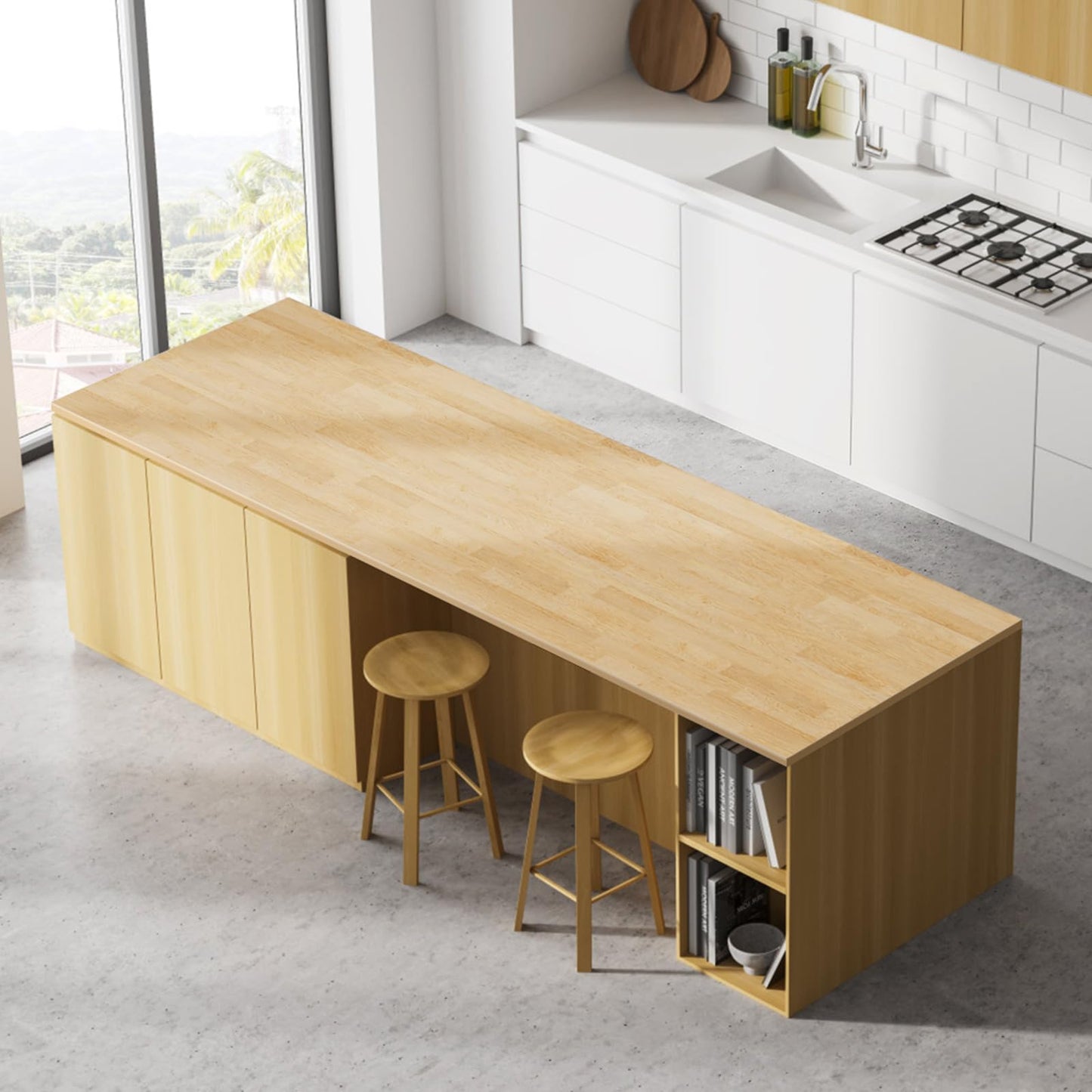 Butcher Block Countertop Table Top - Unfinished Solid Wood Countertop 1.5in Thick Unfinished Surface for DIY Washer Dryer Cutting Board Kitchen - 4ft L x 25" W