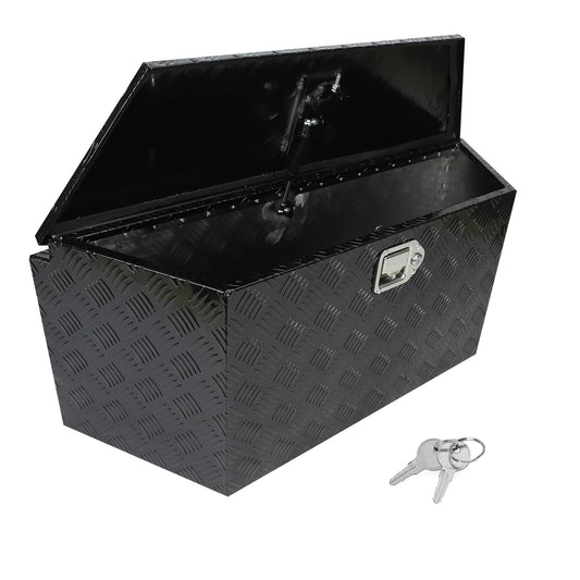 confote 39 Inch Heavy Duty Aluminum Stripes Plated Tool Box Pick Up Truck Bed RV Trailer Tongue Toolbox Waterproof Storage Organizer with Lock and Keys - 39 X 15 X 12 inch,Black