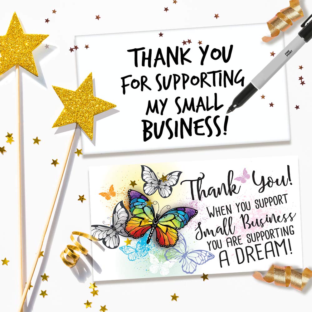 Business Thank You Cards - Small Business Essentials - When You Are Supporting Small Businesses - Blank Note Card, Stationery Set of 50 3.5 x 2 Standard Business Card, Small Business Thank You Cards