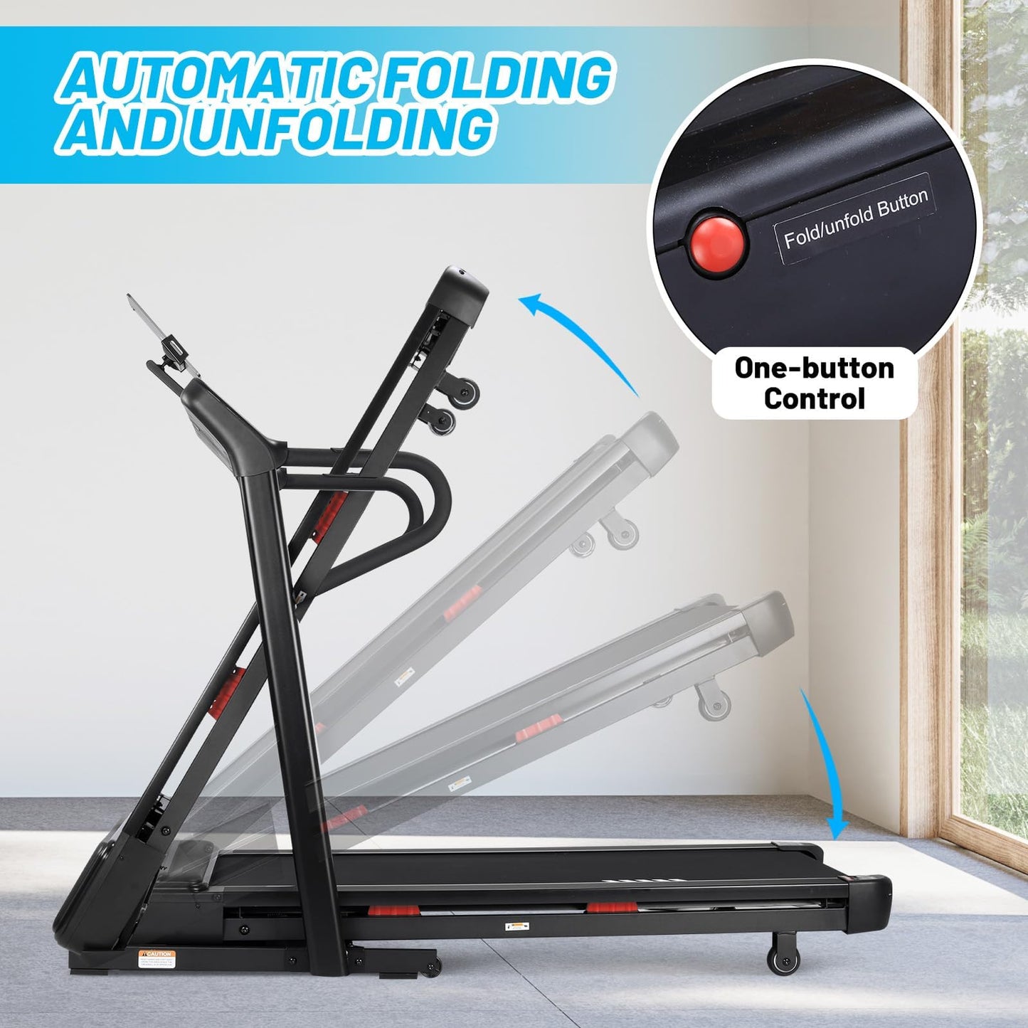3.5HP Folding Treadmill for Home, 350 Lbs Capacity, Compact Space Saving Design, with -3% to 15% Incline Downhill & Uphill, 1-12.4 MPH Speed, APP Connectivity for Home Fitness