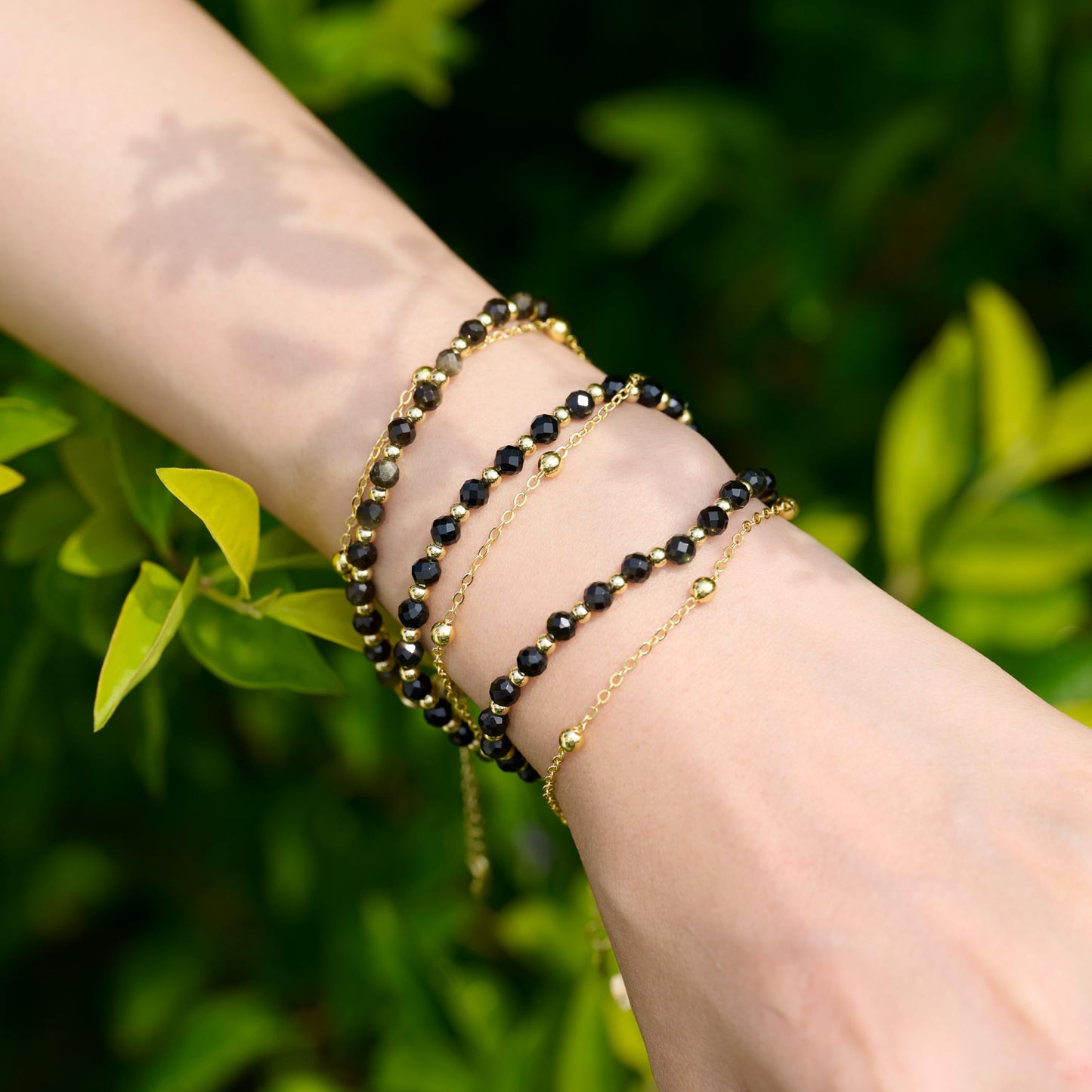 Farfume Black Obsidian Crystal Bracelet Beaded Bracelets for Women 4mm Natural Stone Beads Gemstone Handmade Jewelry Valentine's Day Gifts