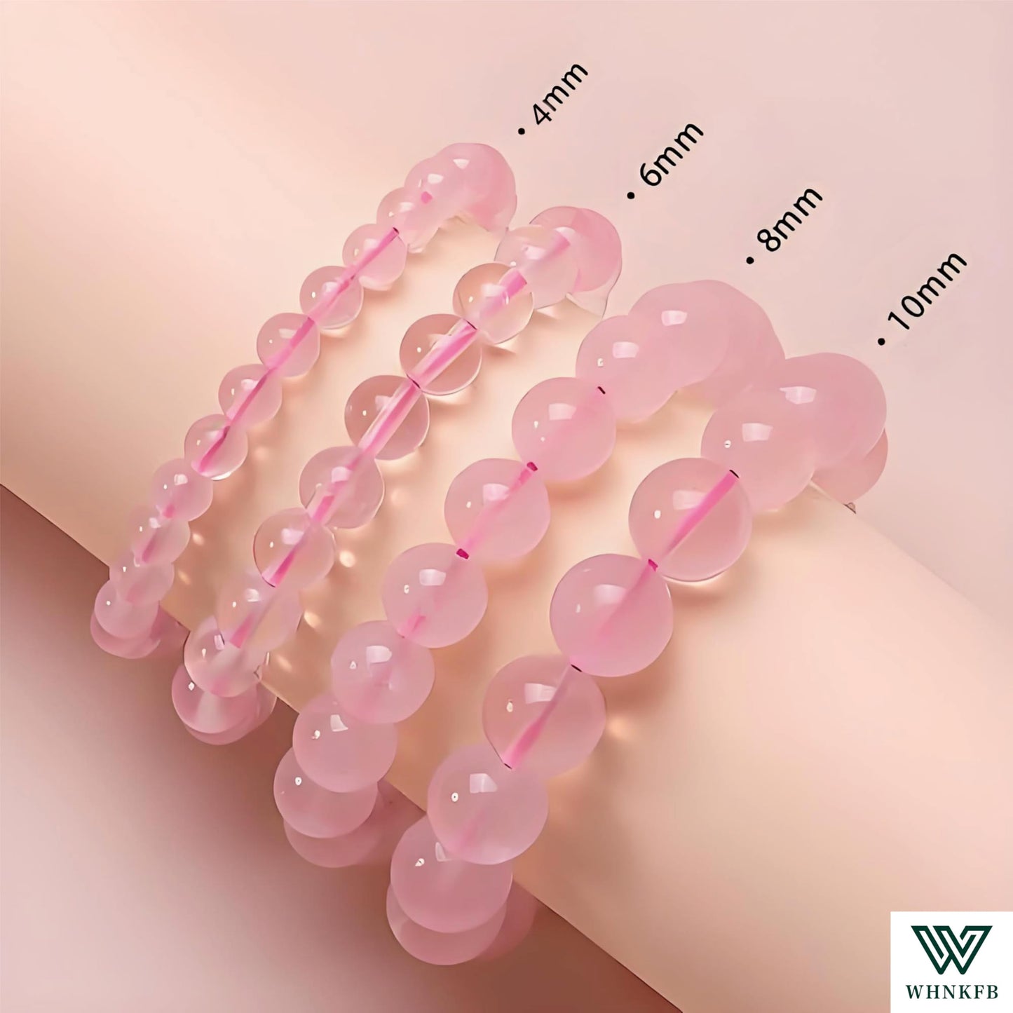 WHNKFB 8mm 50PCS Natural Ice Rose Quartz Round Beads, High Clarity Loose Pink Crystal Beads for Jewelry Making Craft - 4mm 6mm 8mm 10mm Options with Free Elastic Cord