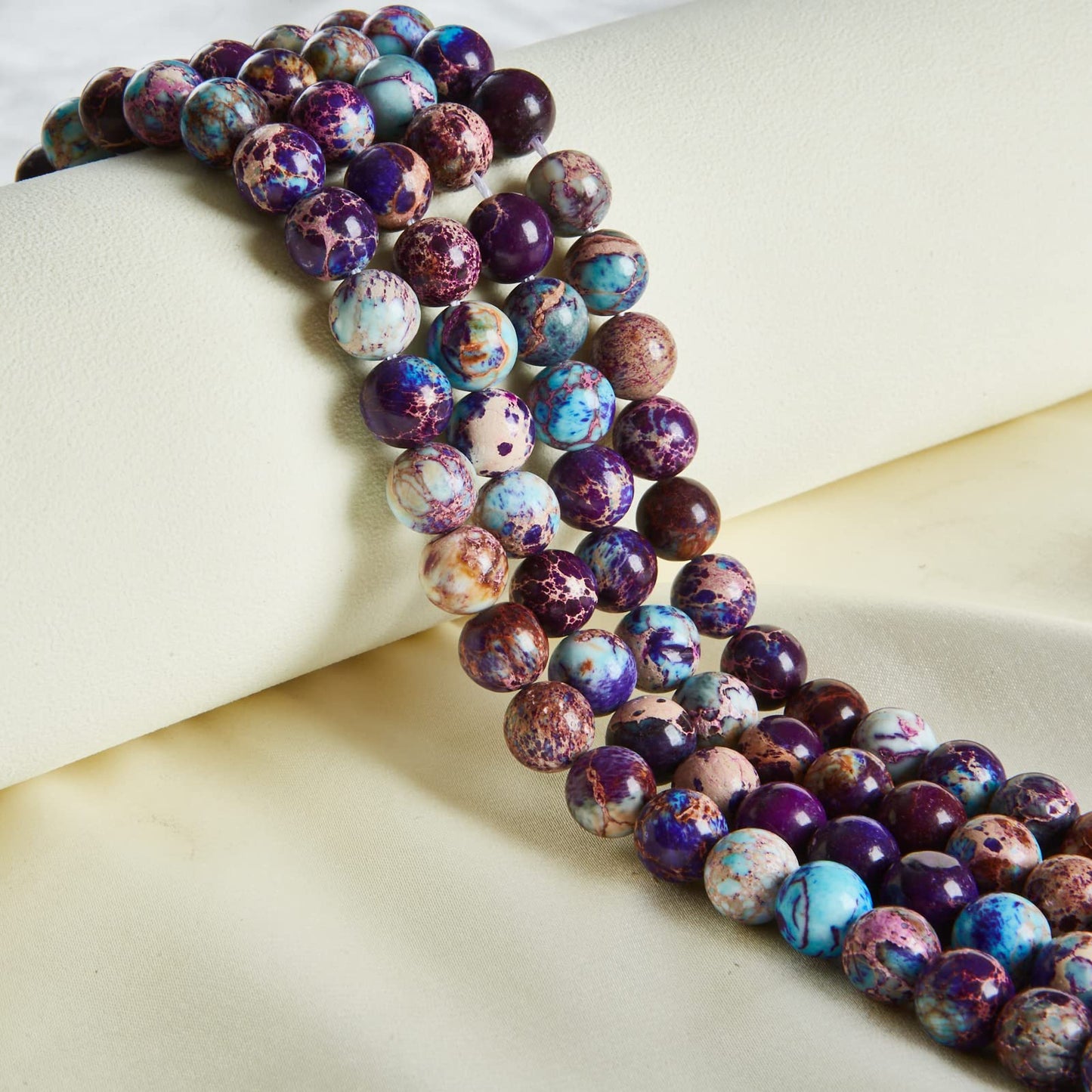 60pcs 6mm Colorful Imperial Jasper Beads Natural Gemstone Beads Round Loose Beads for Jewelry Making
