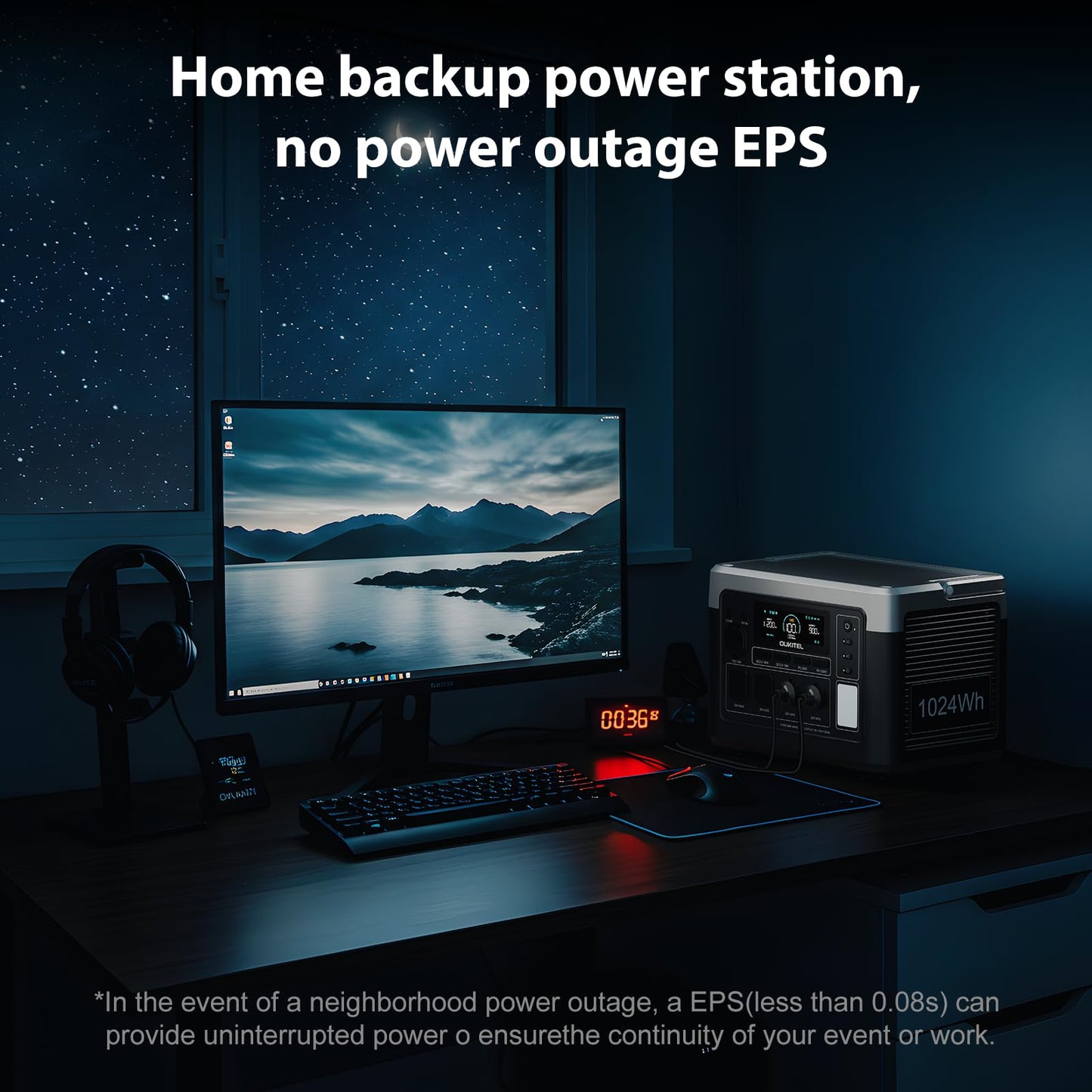 OUKITEL P1000 Plus 1024Wh Solar Generator with 4 AC Outlets (3600W Peak), 1800W Power Station with 100W Solar Panel, 1200W Fast Charging, APP Control Battery Backup for Home, Camping & RVs