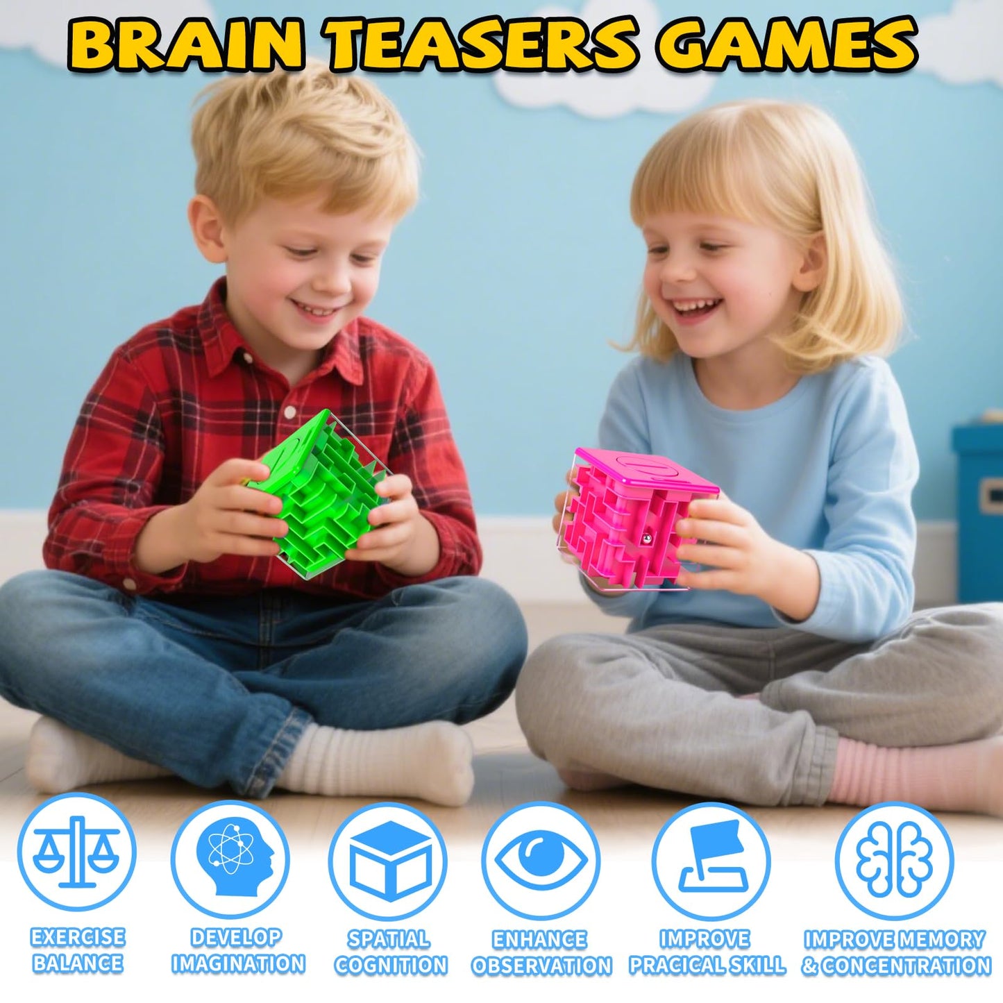 6 Pack Money Maze Puzzle Gift Box, 3D Puzzle Boxes Toy for Money Gift - Maze Magic Cube Toy Brain Teasers for Kids Adults Birthday Party Favors Easter Basket Fillers