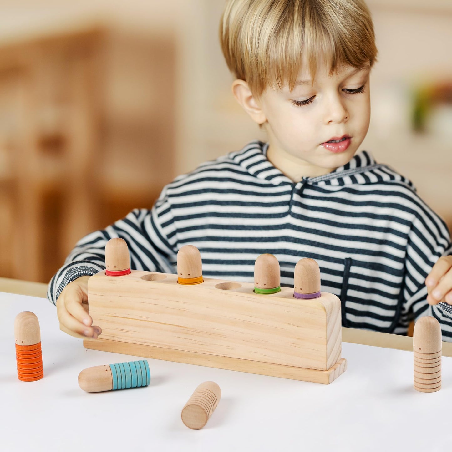 Totatatree Wooden Pop Up Puppets|Wooden Cause and Effect Toys for Boys & Girls, Montessori Color Matching Toys,Special Festival Gift for Kids 2 3 4