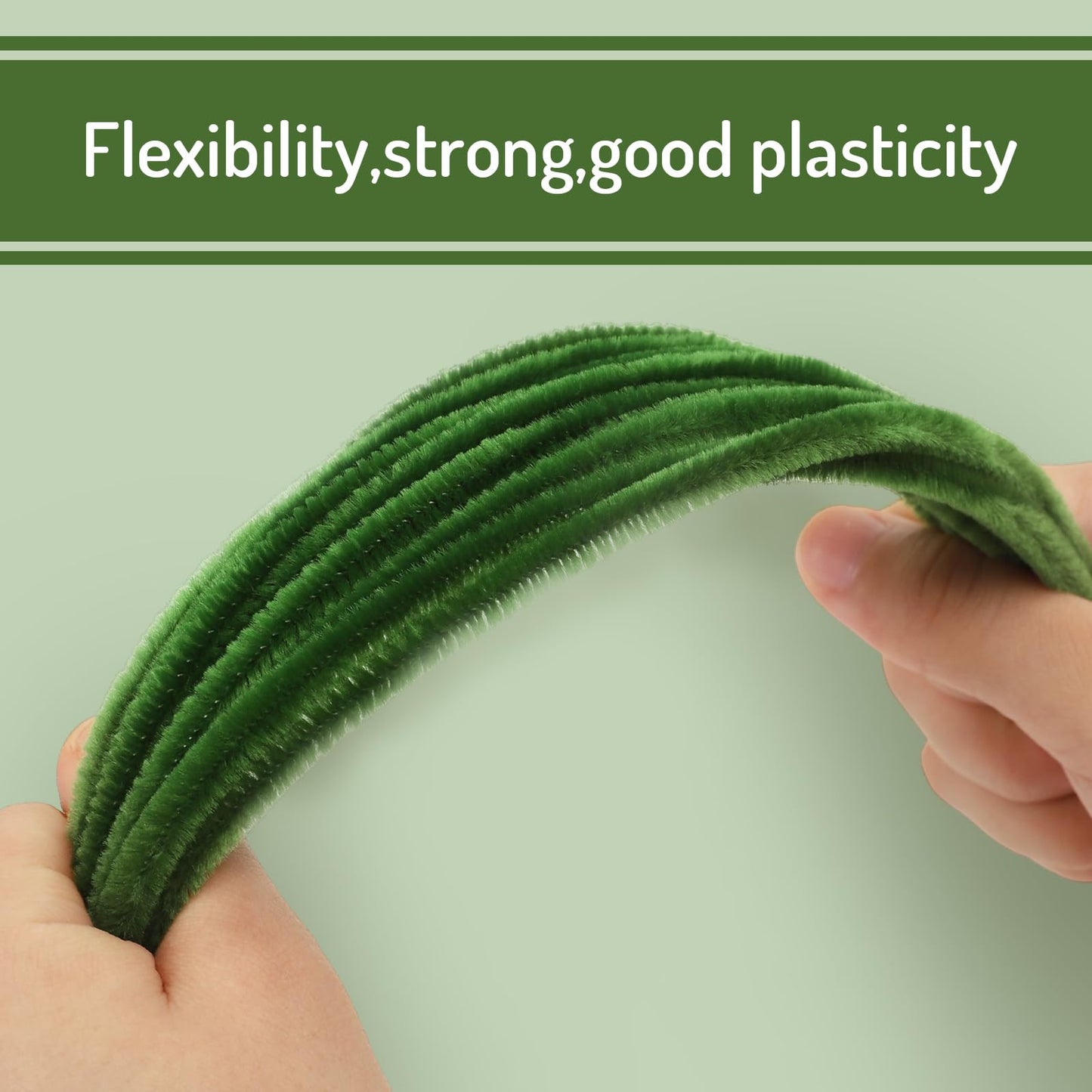 Whaline 300Pcs Green Pipe Cleaners Olive Green Chenille Stems DIY Craft Set for Holiday Birthday Wedding Party Decoration, 12 x 0.2 Inch