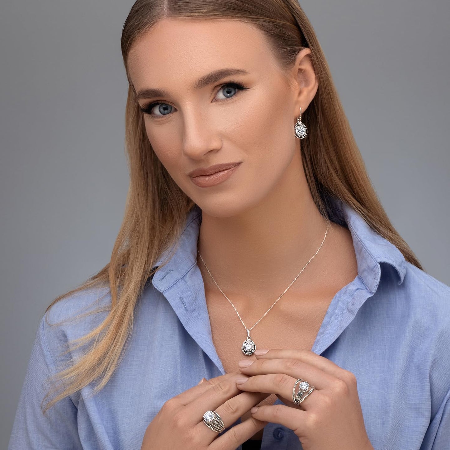 JEAN RACHEL JEWELRY 925 Sterling Silver Dangle Earrings for Women-Wire Wrap with Bezel Set Cubic Zirconia Vintage Design-Hypoallergenic,Lead&Nickel Free-Artisan Handcrafted Statement Earrings,White