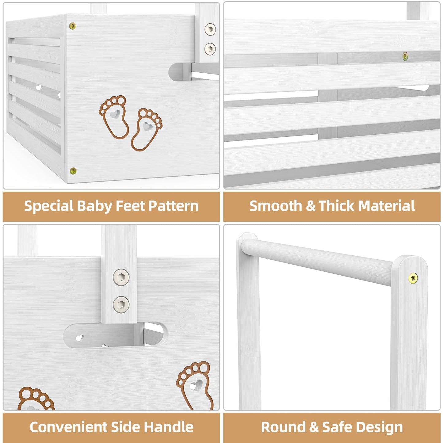 BAMBOOHOMIE Baby Shower Crate Closet, Baby Baskets with Hangers Handle, Baby Crate Box for Baby Shower, Welcome Gift Basket for Newborn Baby, Pregnancy Gift for New Parents (White, Large Size)