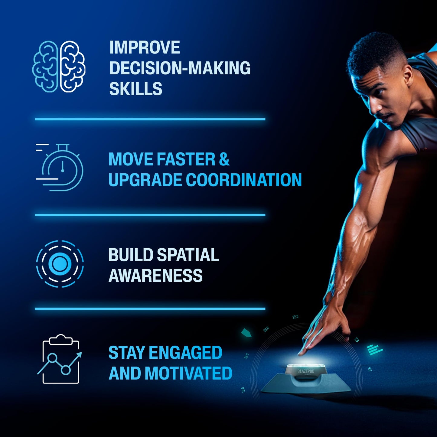 BlazePod Soccer Reaction Training Kit – 4 Smart Light Pods for Speed, Ball Control & Game IQ – Football Reflex Training for Players & Coaches – App Access Included