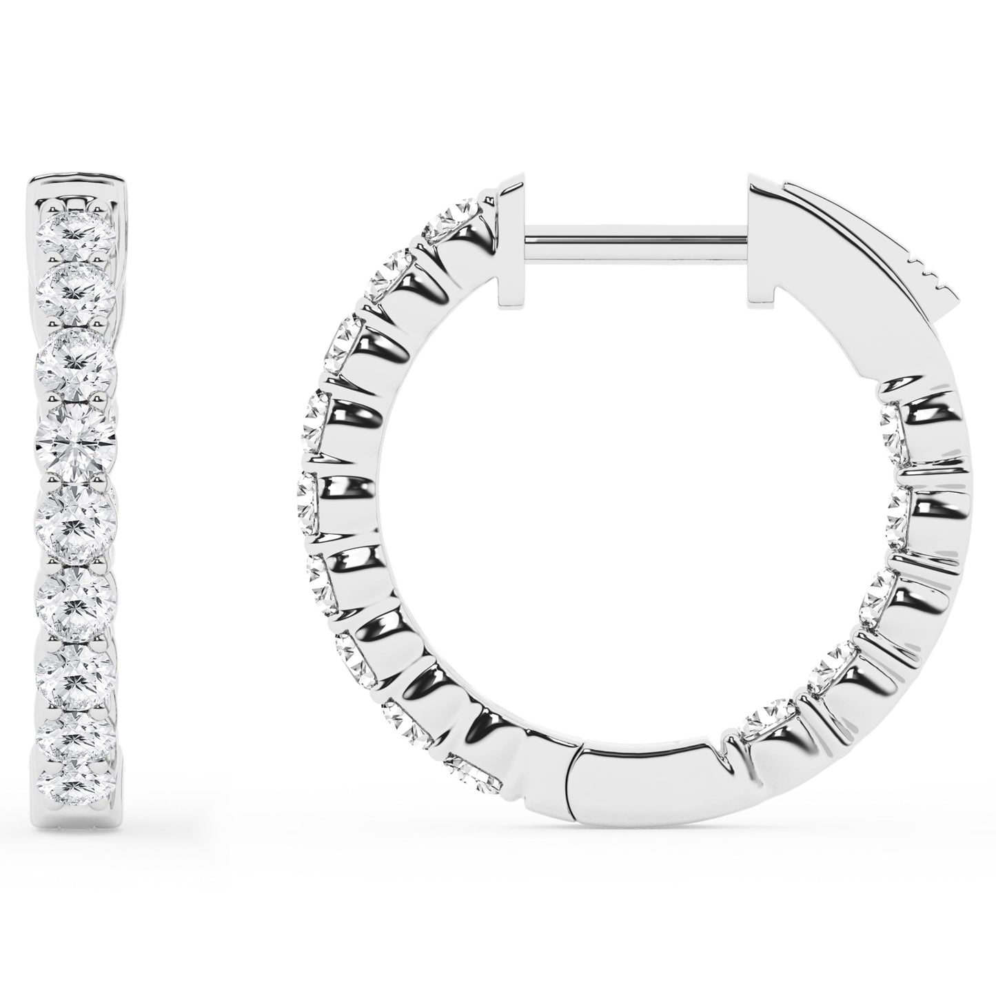 Belacqua 1.00 Carat Round Lab Grown Inside Out Diamond Hoop Earrings in Sterling Silver, Color G+, Clarity SI, Prong Set, Fine Jewelry for Women, Gift Box Included