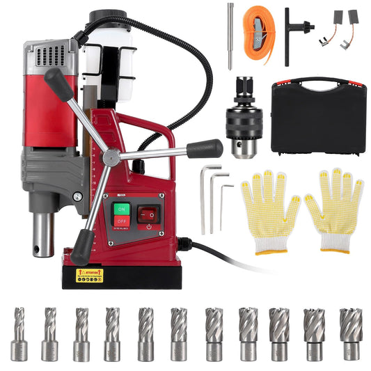 Mag Drill Press, Portable Magnetic Drill Press with 1.57" Boring Diameter 820 RPM 1450w 2922 Lbf/13000n Power Mag Force Electric Drilling Machine for Metal Surface
