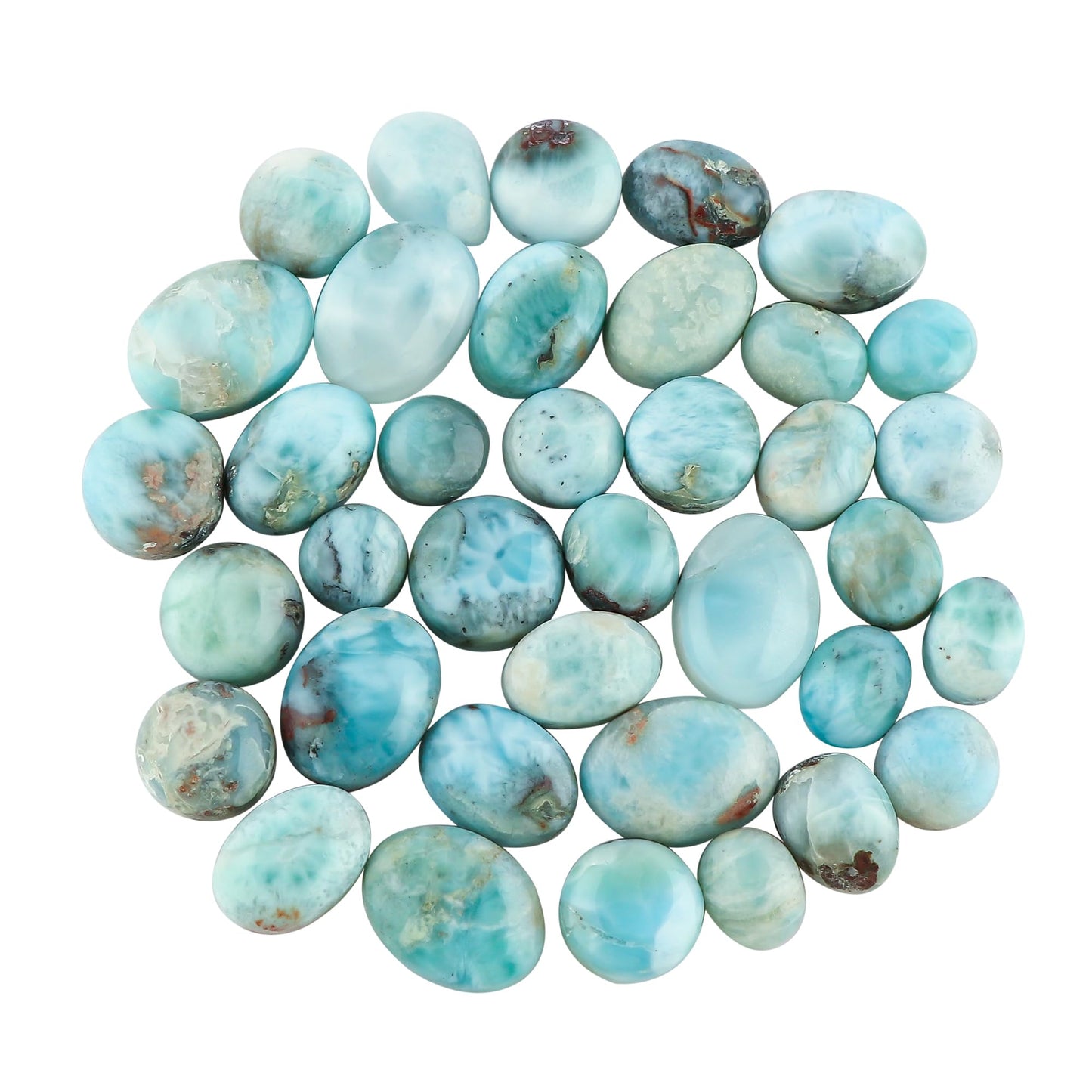 Gemkora 100cts Natural Larimar Gemstones Wholesale Cabochons Lot, Jewelry Making Loose Gemstone, Polished Gems, DIY, Wire Wrapping, Reiki, Wikka, Healing Crystals, Bulk Gemstone Deal [B-Grade]