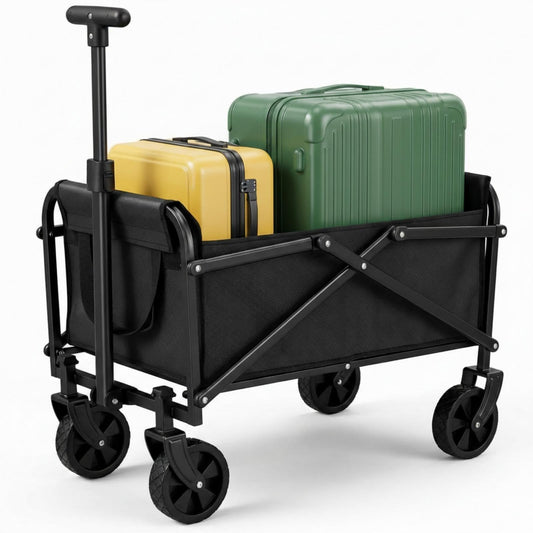 Opkkcun 120L Small Collapsible Wagon Cart Foldable Garden Cart with All Terrain Wheels, Lightweight Portable Utility Wagon for Beach, Camping, Grocery, Shopping, Outdoor Sports