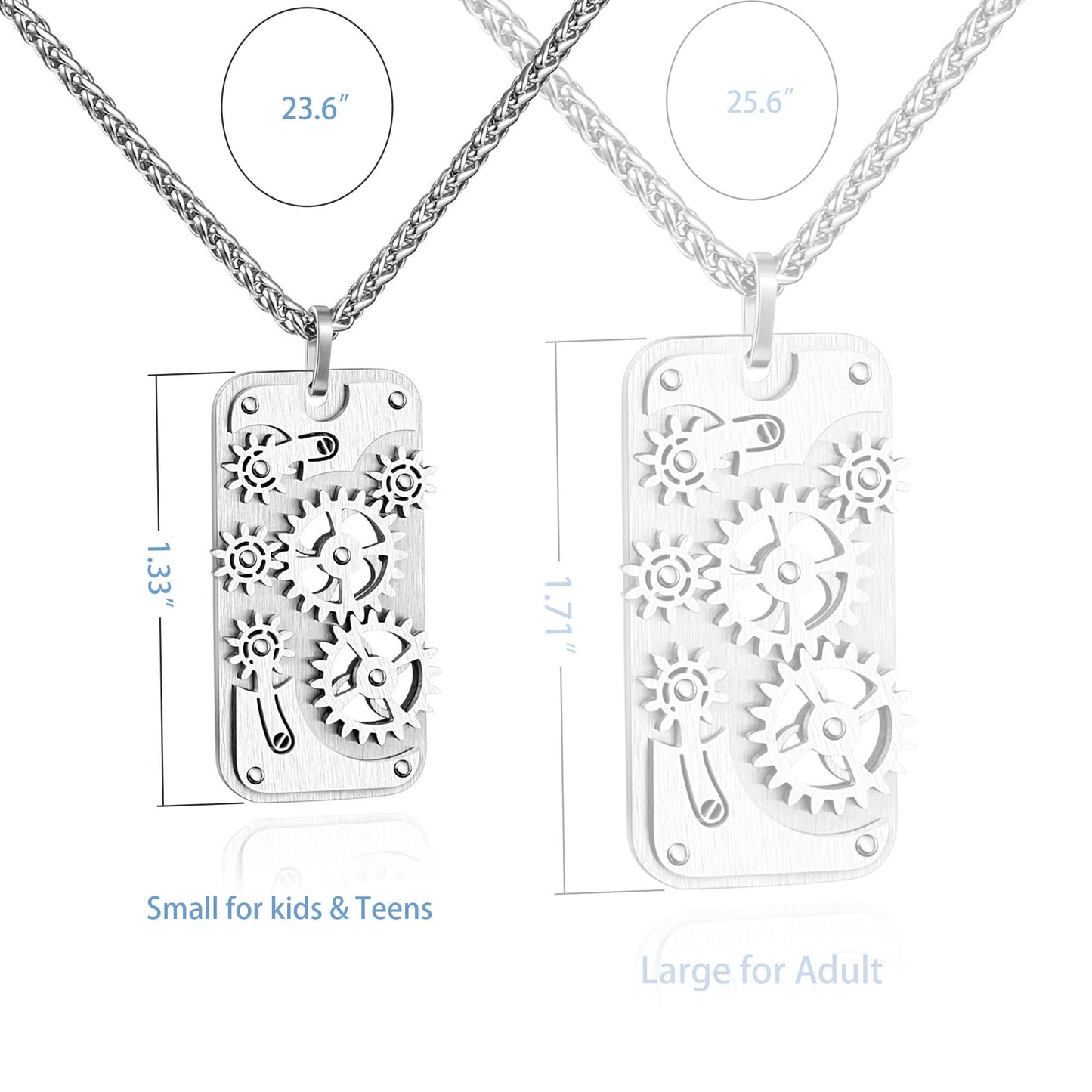 Stainless Steel Mechanical Rotatable Gear Pendant Necklace for Kids & Adults – Fidget Jewelry for Anxiety Relief, Stress – Steampunk Cyberpunk Accessories for Men, Boys, Teens – Gifts for Son, Brother