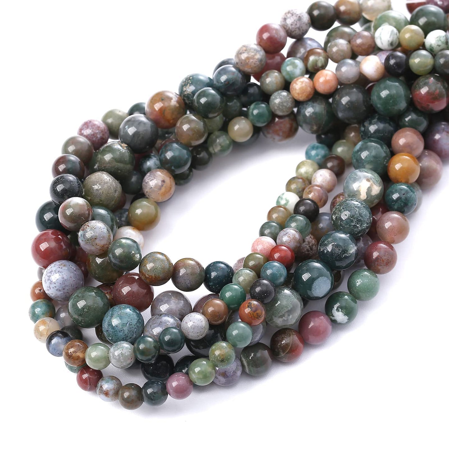 90PCS 4MM Colorful Indian Agate Beads Natural Gemstone Round Stone Beads for Jewelry Making DIY Energy Stone Healing Power Bracelet 15"