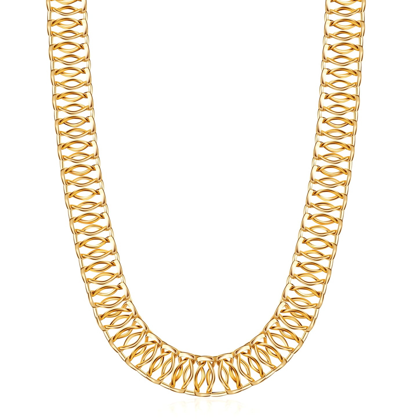 Barzel 18K Gold Plated Mesh Necklace, 16-20 inches, High Polish Finish, Waterproof, Tarnish Free (20 Inches)