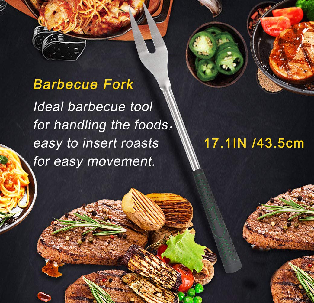 POLIGO 7PCS Golf-Club Style BBQ Tool Set Grilling Tools with Rubber Handle - Stainless Steel Grill Accessories for Outdoor Grill Set Premium Grill Utensils Set Fathers Day Birthday Gifts for Men Black
