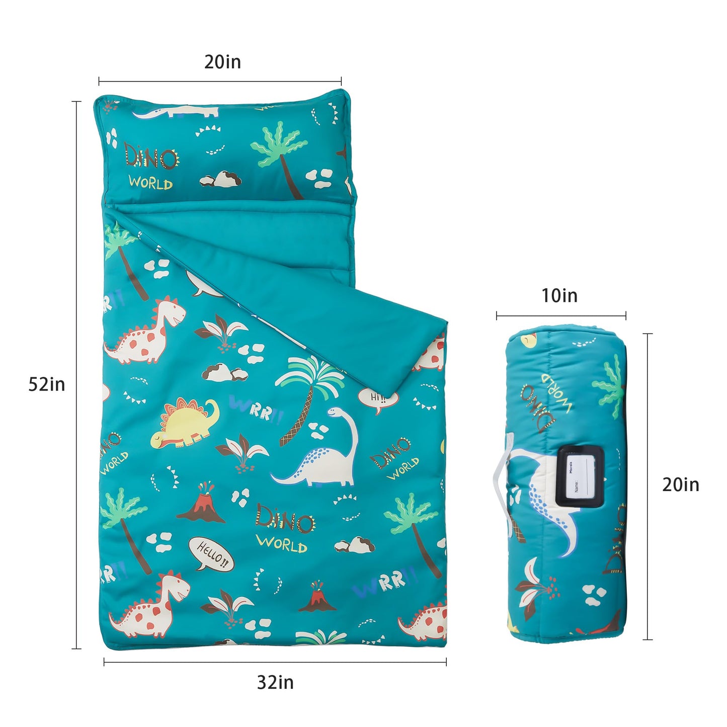 MORAIS Toddler Nap Mat with Pillow and Blanket - 52" x 20" Lightweight and Soft Nap Mats for Preschool, Daycare, Travel Sleeping Bags