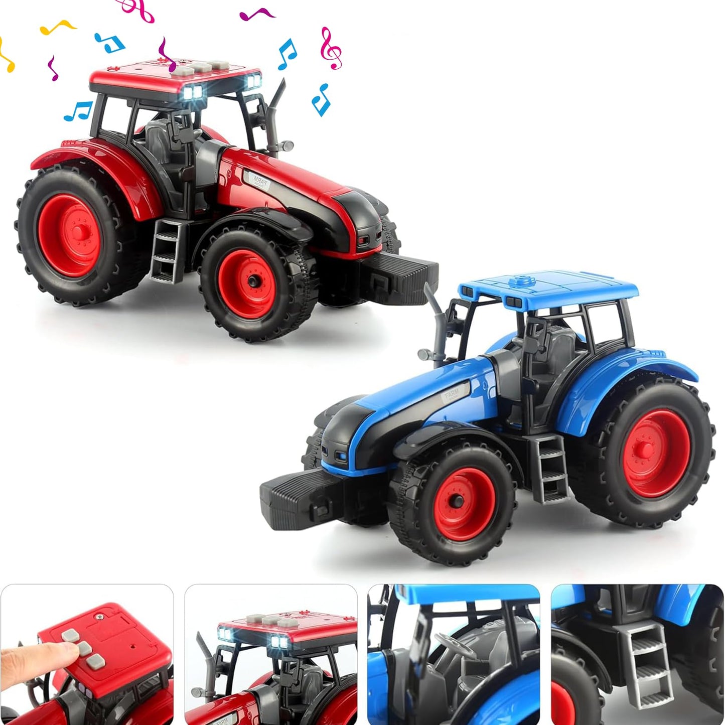 Joysweetoy 25’’ Large Flatbed Semi Truck Toy for Kids - 3 in 1 Friction Powered Farm Vehicles with 2 Tractors, Lights & Sounds - Car Toy Gift for 3 4 5 6 7 8 Year Old Boys Girls Toddlers