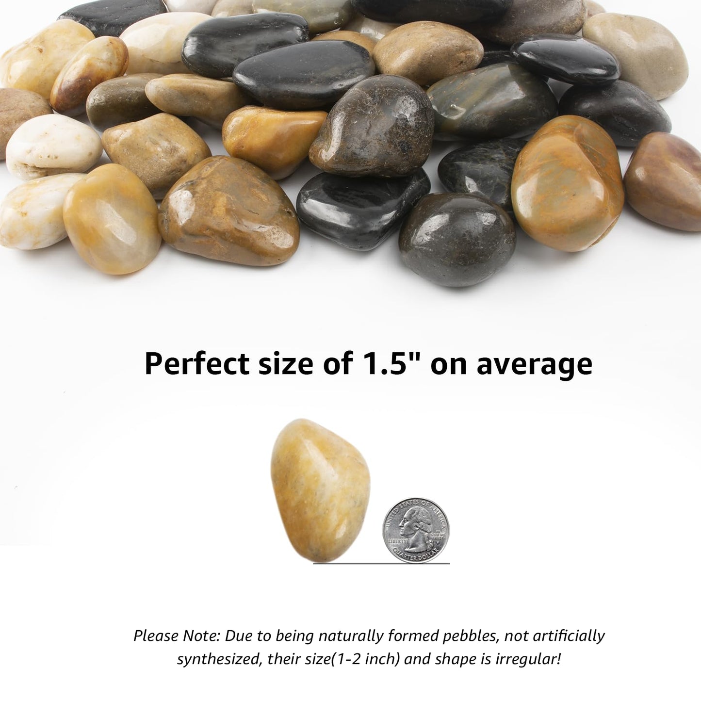 40lbs 1-2 Inch River Rocks, Decorative Mixed Pebbles for Garden Landscaping, Indoor Plants, Fish Tanks, Vases, and Succulents – Ideal for Home Decoration and Outdoor Gardens (Weight : 40 LB, Mixed)