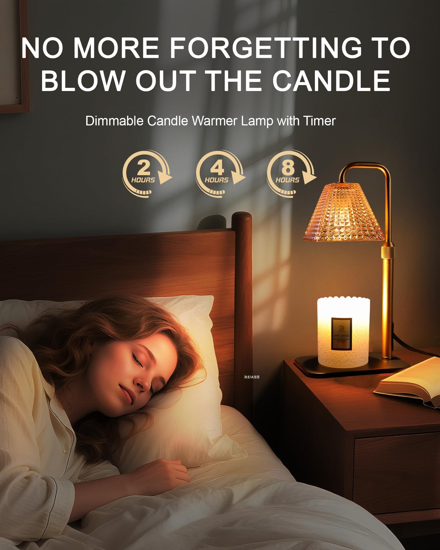Candle Warmer Lamp with Timer Dimmer - Birthday Gifts for Women Mom House Warming Gift New Home Room Decor, Adjustable Height Wax Melt Warmer Lamp for Scented Jar Candles with 2 Bulbs (Gold)