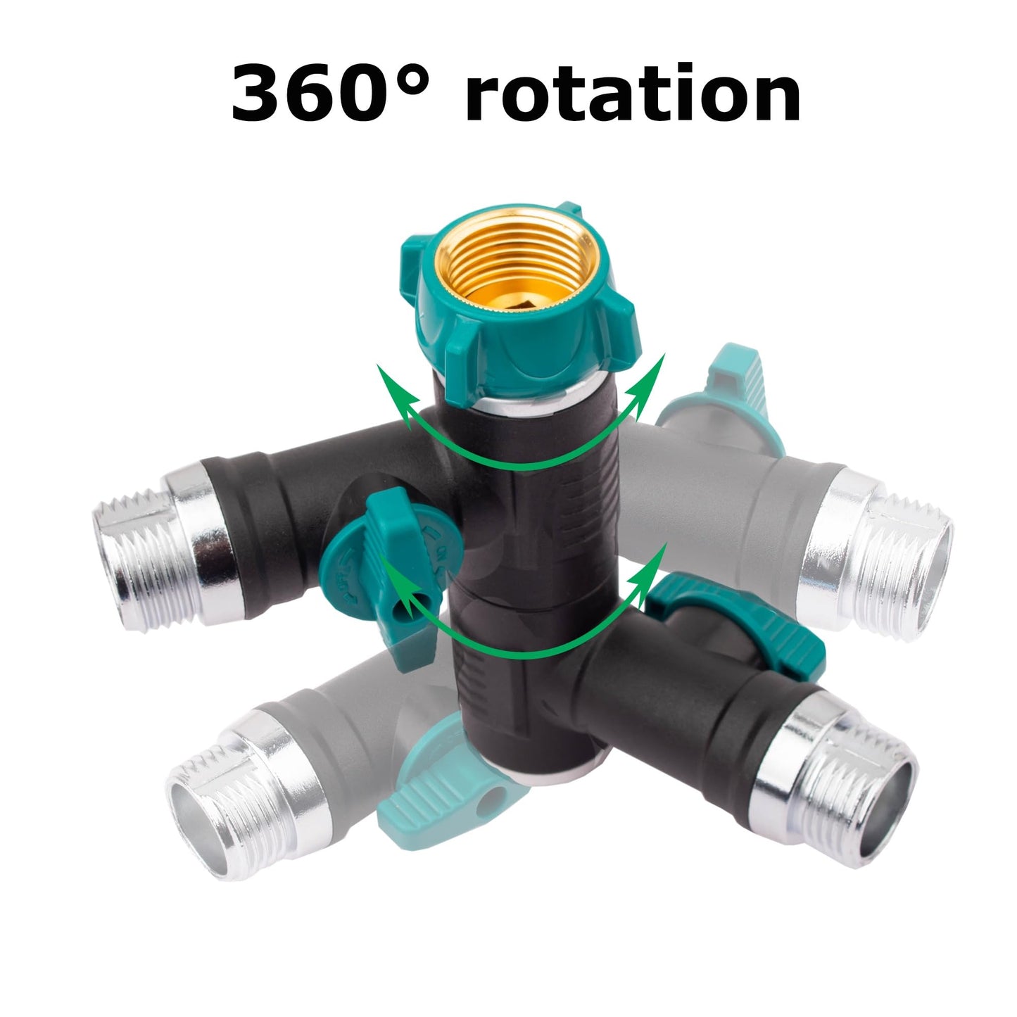Hose Splitter, 2 Way splitter Rotary Heavy Duty, Hose Connector Rotated 360 Seperately,Garden Hose Splitter,Faucet Splitter,Outdoor Faucet Splitter,High Quilty Metal+Chrome Adapter.