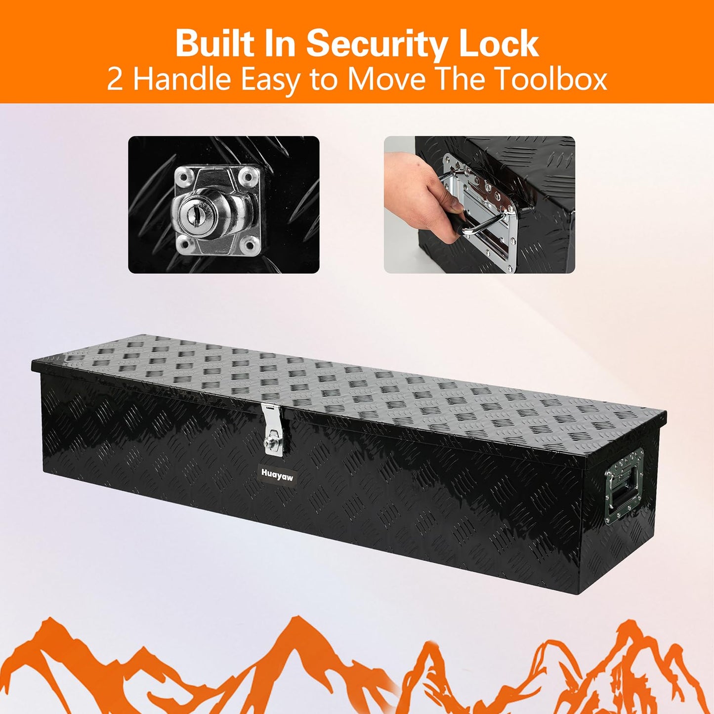 Aluminum Truck Tool Box, Heavy Duty Waterproof Truck Storage Organizer, Pickup Truck Bed RV Trailer with Side Handle, Lock and Keys (Black, 49-INCH)