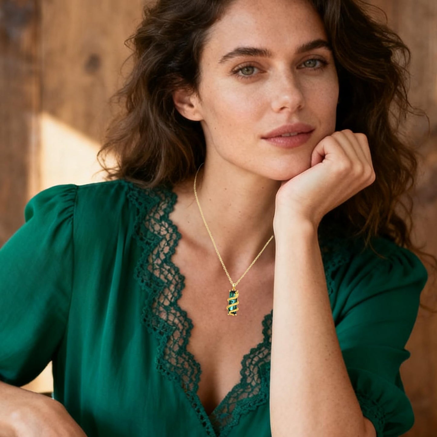 AENEAS Snake Necklace for Women Gold Plated Sterling Silver Green Crystal Jewelry Gifts for Women Wife Her Christmas