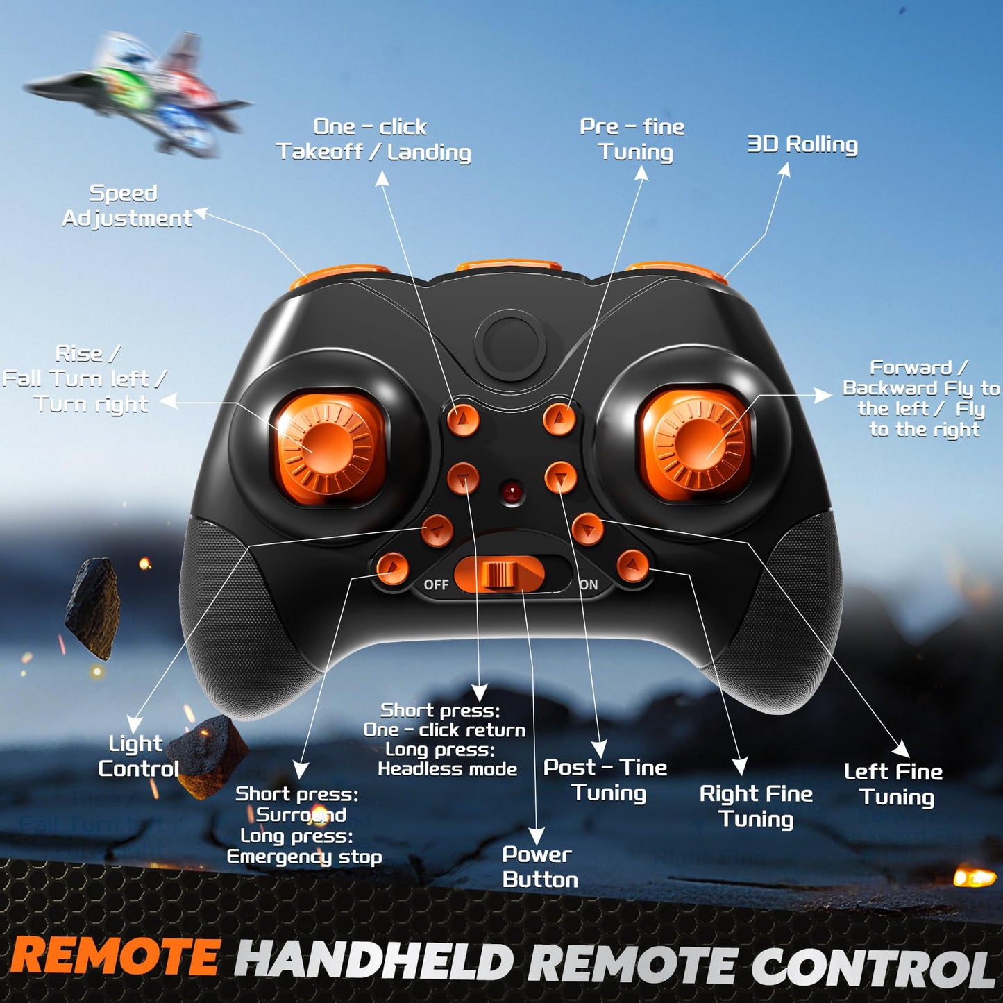 WATUDOU Mini Stunt Remote Control Plane Drone Toys with LED Lights – 2.4GHz RC Airplane Toys, Headless Mode & 360° Flip, Indoor Outdoor Flying Toy for Kids 8-12 & Adults, for Kids