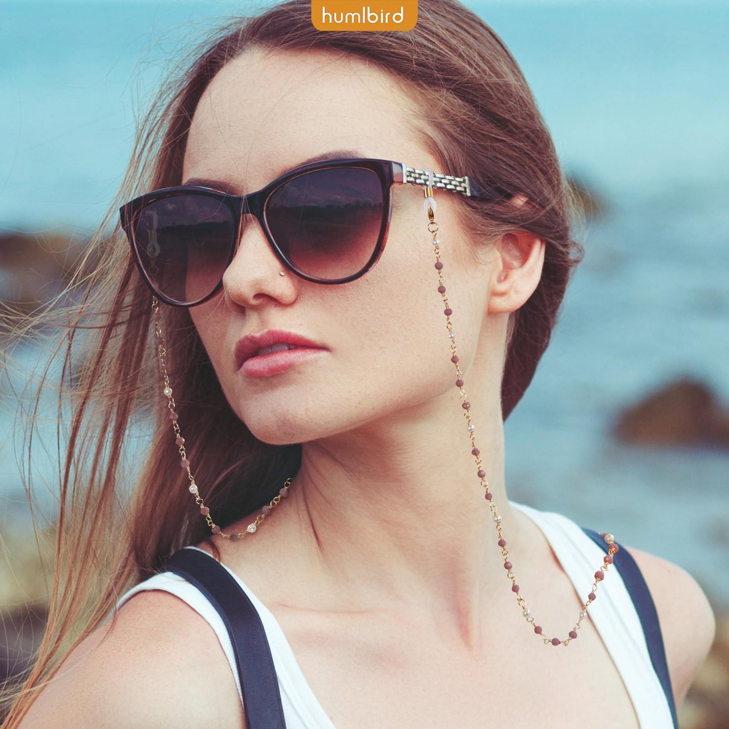 humlbird Eyeglasses Chain for Women Stylish Mask Lanyard Natural Crystal Mask Chain Eye Glasses Holder Strap Around Neck