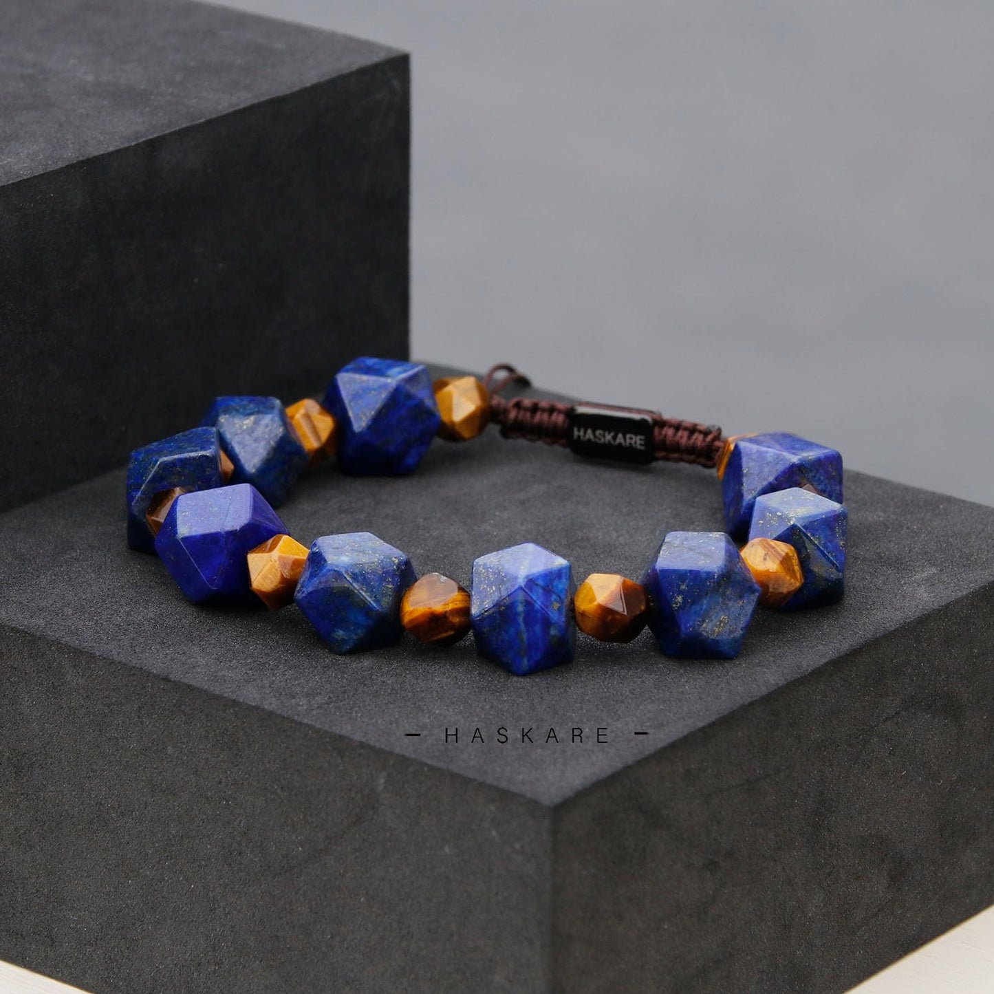HASKARE Unique Gift Crystal Beads Bracelet for Men, Natural Crystal Lapis Lazuli Tiger Eye Bracelet Premium Handmade, Masculine Drawstring Men Beads Jewelry Energy Protection Stone Stuffers for Him